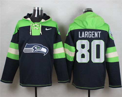 Nike Seahawks #80 Steve Largent Steel Blue Player Pullover NFL Hoodie