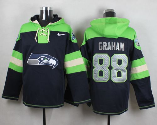 Nike Seahawks #88 Jimmy Graham Steel Blue Player Pullover NFL Hoodie