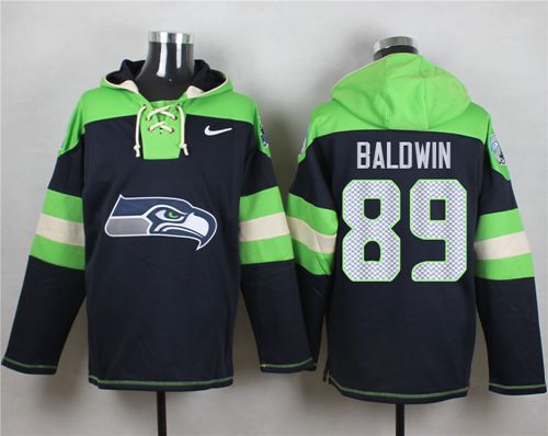 Nike Seahawks #89 Doug Baldwin Steel Blue Player Pullover NFL Hoodie