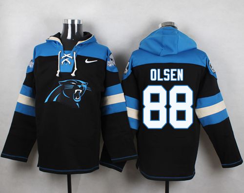 Nike Panthers #88 Greg Olsen Black Player Pullover NFL Hoodie