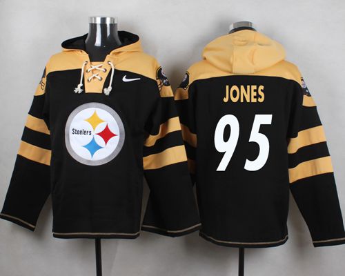 Nike Steelers #95 Jarvis Jones Black Player Pullover NFL Hoodie