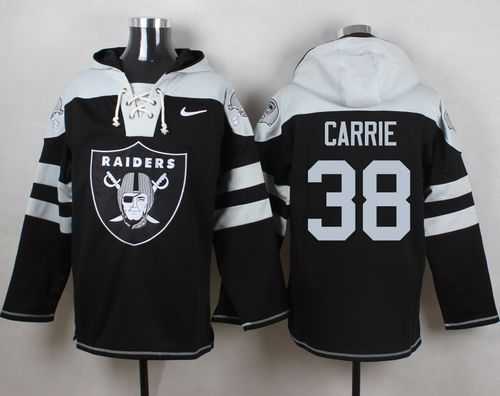 Nike Raiders #38 T.J. Carrie Black Player Pullover NFL Hoodie