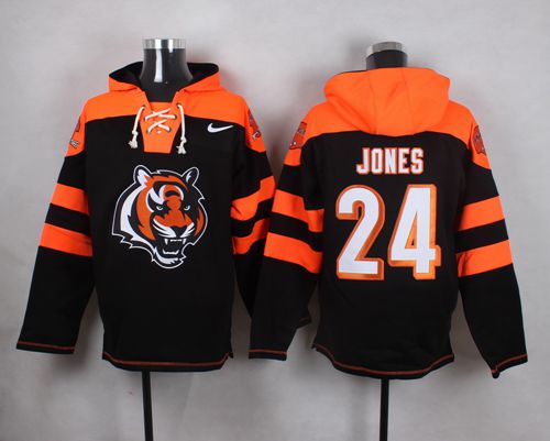 Nike Bengals #24 Adam Jones Black Player Pullover NFL Hoodie - Click Image to Close