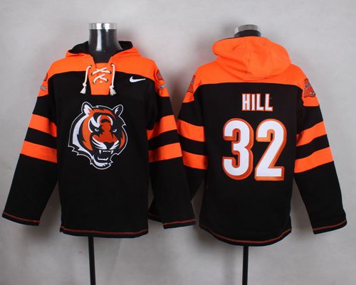 Nike Bengals #32 Jeremy Hill Black Player Pullover NFL Hoodie