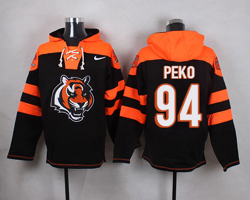 Nike Bengals #94 Domata Peko Black Player Pullover NFL Hoodie