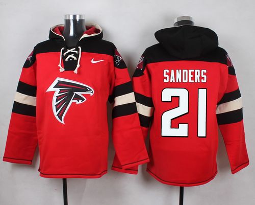 Nike Falcons #21 Deion Sanders Red Player Pullover NFL Hoodie