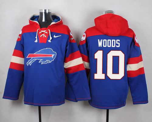 Nike Bills #10 Robert Woods Royal Blue Player Pullover NFL Hoodie