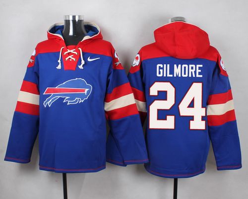 Nike Bills #24 Stephon Gilmore Royal Blue Player Pullover NFL Hoodie - Click Image to Close