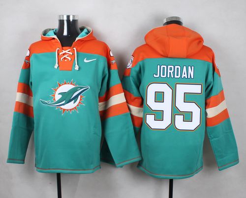 Nike Dolphins #95 Dion Jordan Aqua Green Player Pullover NFL Hoodie