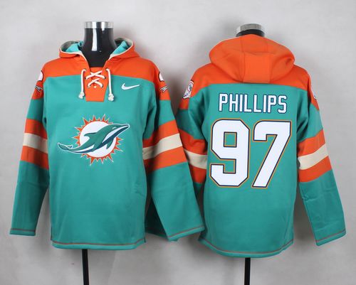 Nike Dolphins #97 Jordan Phillips Aqua Green Player Pullover NFL Hoodie