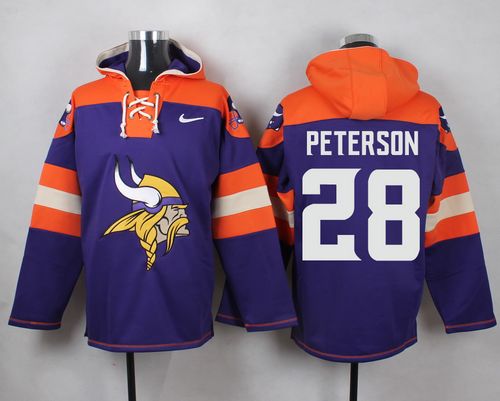 Nike Vikings #28 Adrian Peterson Purple Player Pullover NFL Hoodie