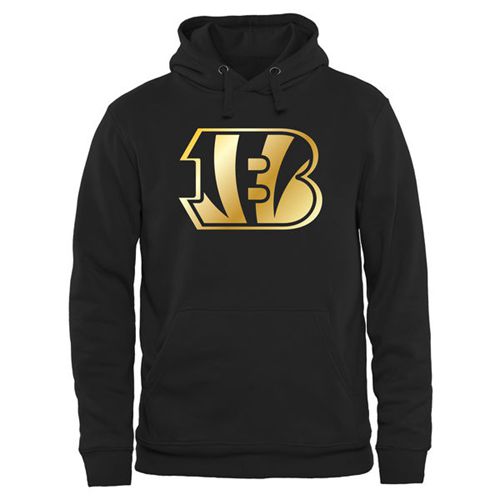 Men's Cincinnati Bengals Pro Line Black Gold Collection Pullover Hoodie - Click Image to Close