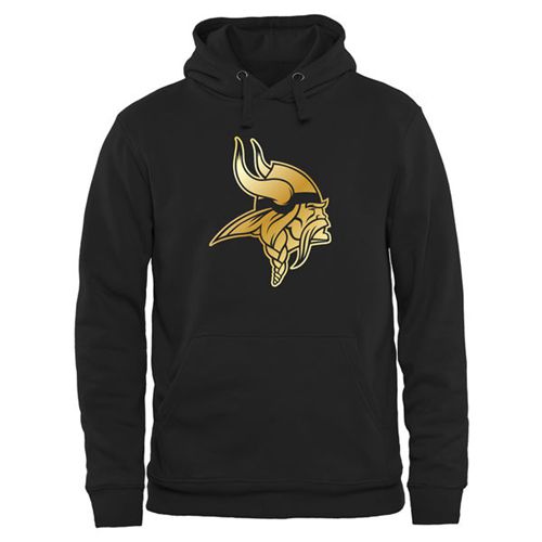 Men's Minnesota Vikings Pro Line Black Gold Collection Pullover Hoodie - Click Image to Close