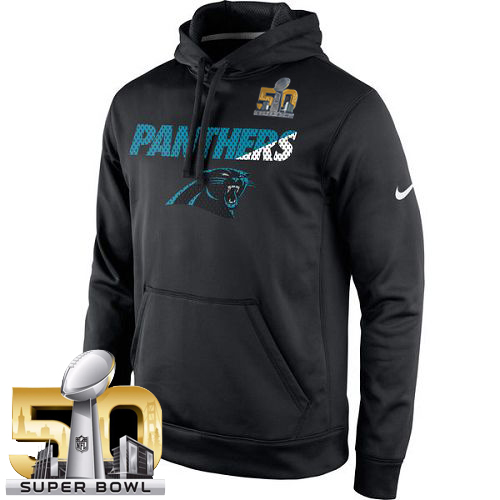 Men's Carolina Panthers Nike Black Super Bowl 50 Kick Off Staff Performance Pullover Hoodie