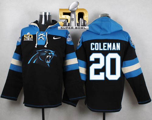 Nike Panthers #20 Kurt Coleman Black Super Bowl 50 Player Pullover NFL Hoodie