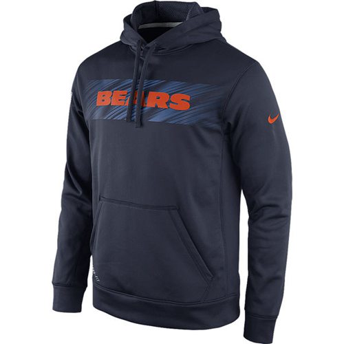 Chicago Bears Nike KO Speed Wordmark Performance Hoodie Navy Blue - Click Image to Close