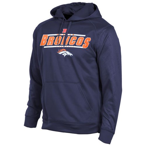 Denver Broncos Majestic Synthetic Hoodie Sweatshirt Navy Blue