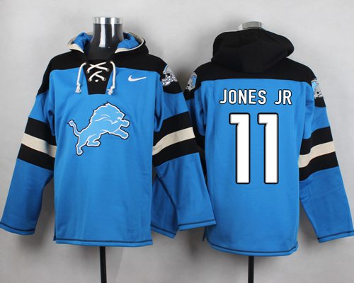 Nike Lions #11 Marvin Jones Jr Blue Player Pullover NFL Hoodie