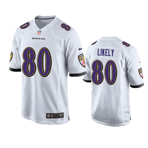 Men's Baltimore Ravens #80 Isaiah Likely White Game Jersey