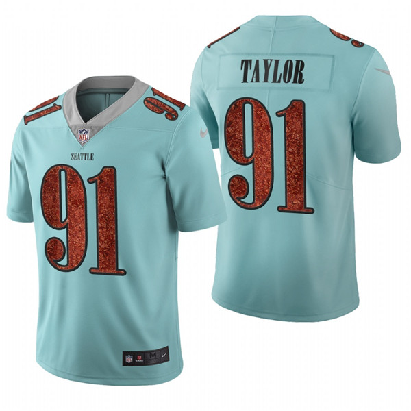 Men's Seattle Seahawks #91 Darrell Taylor Light Blue Vapor Untouchable Limited Stitched NFL Jersey - Click Image to Close