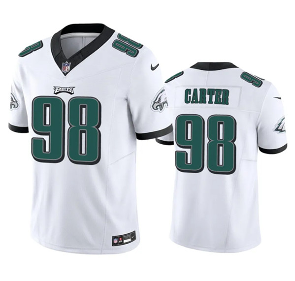 Men's Philadelphia Eagles #98 Jalen Carter White 2023 F.U.S.E. Vapor Untouchable Football Stitched Jersey