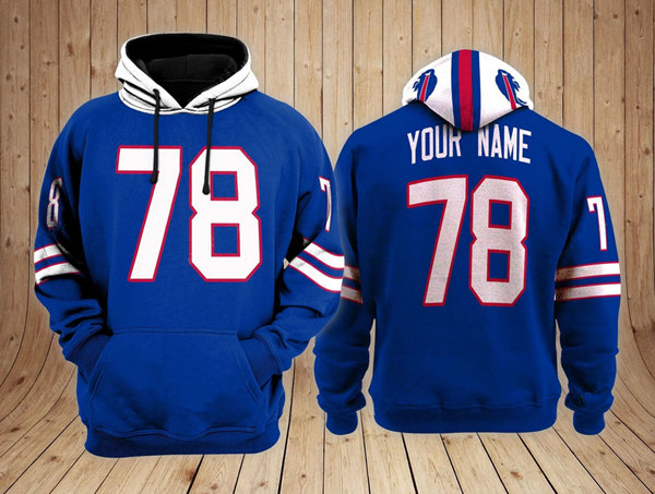 Men's Buffalo Bills Active Player Blue Performance Pullover Hoodie