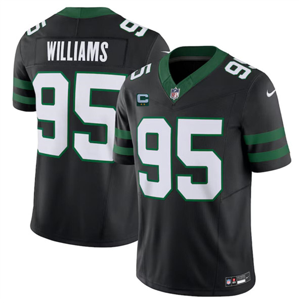 Men's New York Jets #95 Quinnen Williams Black 2024 F.U.S.E. With 2-Star C Patch Vapor Limited Football Stitched Jersey