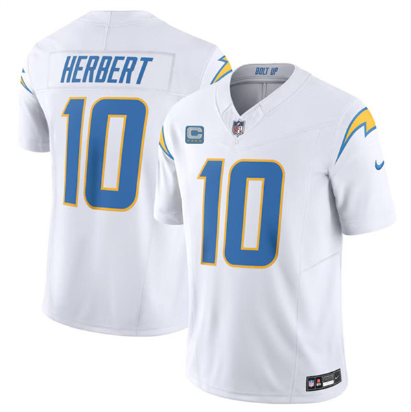 Men's Los Angeles Chargers #10 Justin Herbert White 2024 F.U.S.E. With 4-Star C Patch Vapor Limited Football Stitched Jersey