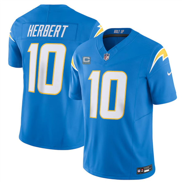 Men's Los Angeles Chargers #10 Justin Herbert Blue 2024 F.U.S.E. With 4-Star C Patch Vapor Limited Football Stitched Jersey