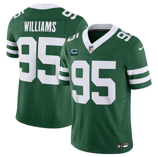 Men's New York Jets #95 Quinnen Williams Green 2024 F.U.S.E. With 2-Star C Patch Vapor Limited Football Stitched Jersey