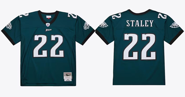 Men's Philadelphia Eagles #22 Duce Staley 2002 Green Football Stitched Jersey