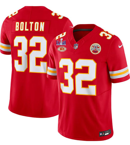 Men's Kansas City Chiefs #32 Nick Bolton Red 2024 F.U.S.E. Super Bowl LVIII Patch With "NKH" Patch Vapor Untouchable Limited Football Stitched Jersey