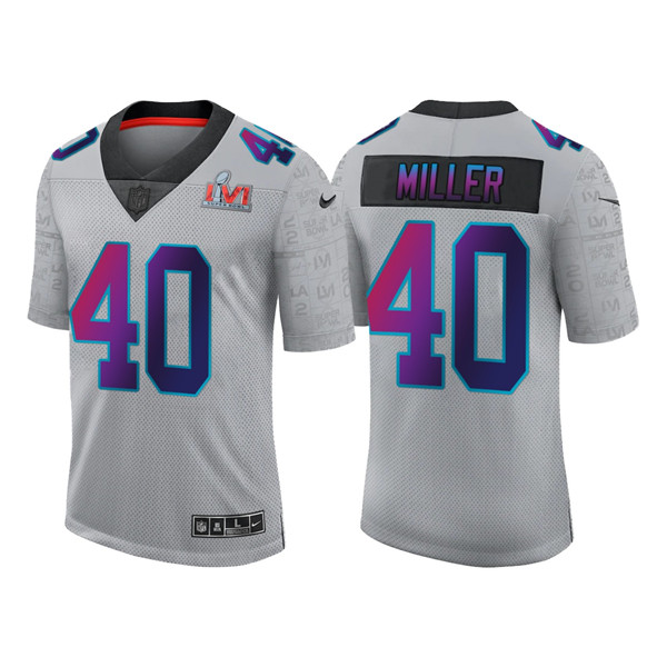 Men's Los Angeles Rams #40 Von Miller Gray 2022 Super Bowl LVI Limited Stitched Jersey