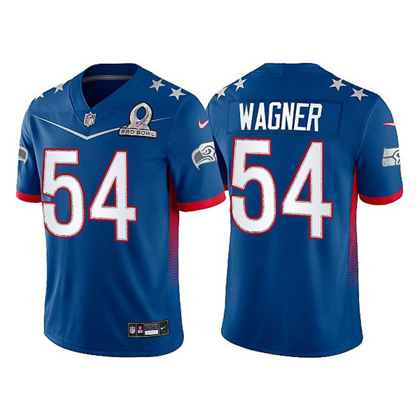 Men's Seattle Seahawks #54 Bobby Wagner 2022 Royal Pro Bowl Stitched Jersey - Click Image to Close