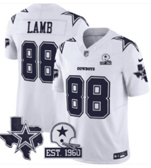 Men's Dallas Cowboys #88 CeeDee Lamb 2024 White F.U.S.E. With Established In 1960 Patch Limited Football Stitched Jersey