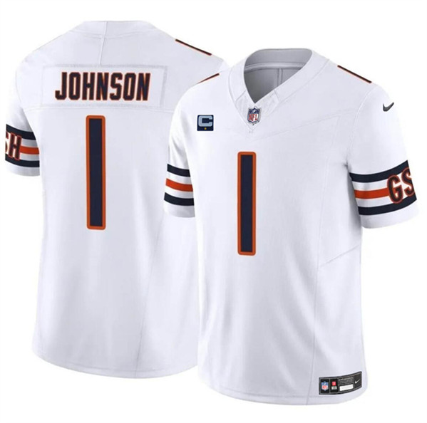 Men's Chicago Bears #1 Jaylon Johnson White 2024 F.U.S.E. With 1-star C Patch Vapor Untouchable Limited Football Stitched Jersey