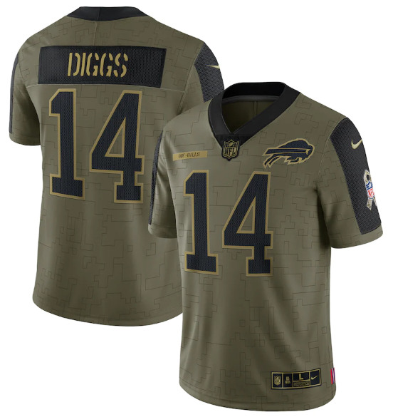 Men's Buffalo Bills #14 Stefon Diggs 2021 Olive Salute To Service Limited Stitched Jersey