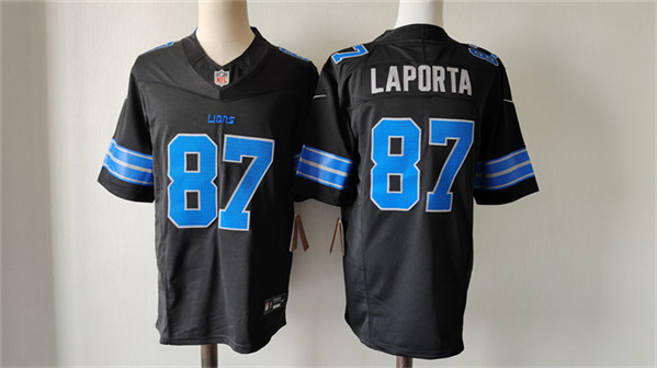 Men's Detroit Lions #87 Sam LaPorta Black 2024 F.U.S.E. 2nd Alternate Vapor Limited Football Stitched Jersey