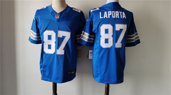 Men's Detroit Lions #87 Sam LaPorta Blue 2024 F.U.S.E. Vapor Limited Football Stitched Jersey