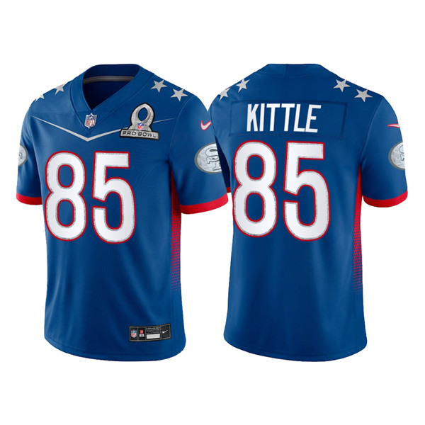 Men's San Francisco 49ers #85 George Kittle 2022 Royal Pro Bowl Stitched Jersey