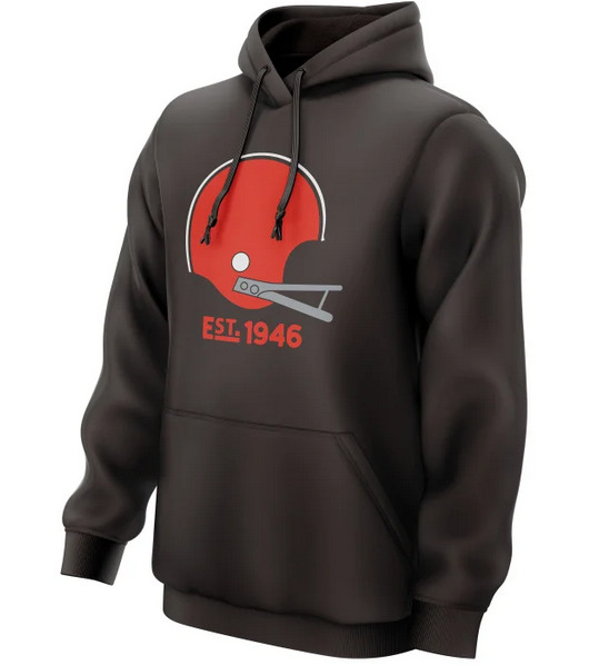 Men's Cleveland Browns Brown 75th Anniversary Helmet Logo Pullover Hoodie