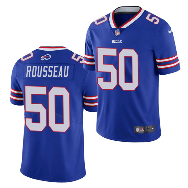 Men's Buffalo Bills #50 Gregory Rousseau Blue 2021 Vapor Untouchable Limited Stitched NFL Jersey