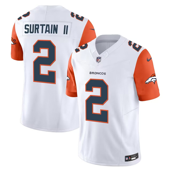 Men's Denver Broncos #2 Pat Surtain II White 2024 Draft F.U.S.E. Vapor Limited Stitched Jersey