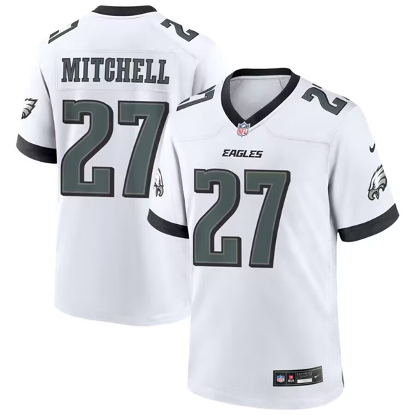 Men's Philadelphia Eagles #27 Quinyon Mitchell White Limited Football Stitched Game Jersey