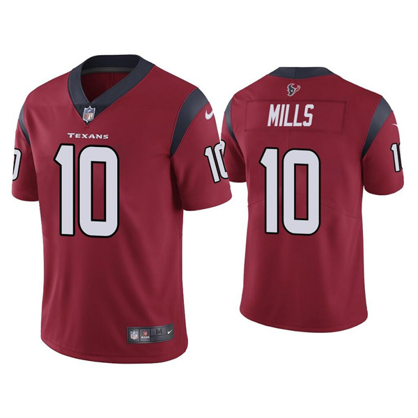 Men's Houston Texans #10 Davis Mills Red Vapor Untouchable Limited Stitched Jersey - Click Image to Close