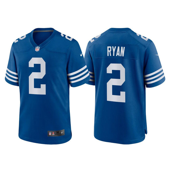 Men's Indianapolis Colts #2 Matt Ryan Blue Stitched Jersey - Click Image to Close