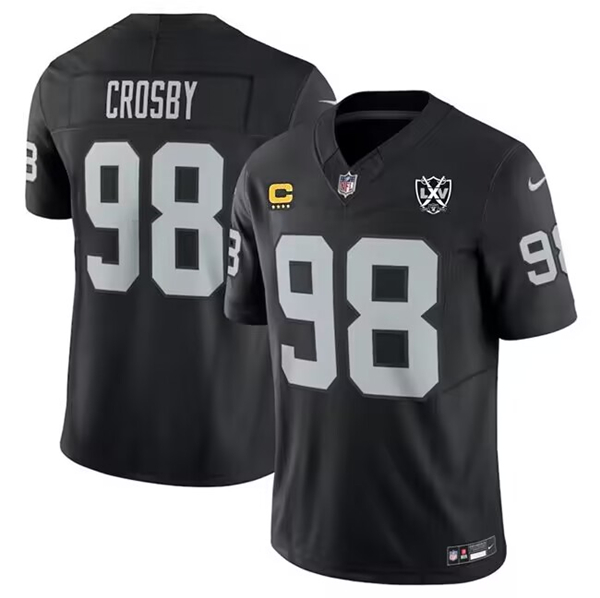 Men's Las Vegas Raiders #98 Maxx Crosby Black 2024 F.U.S.E. With 65th Anniversary Patch And 4-Star C Patch Football Stitched Jersey