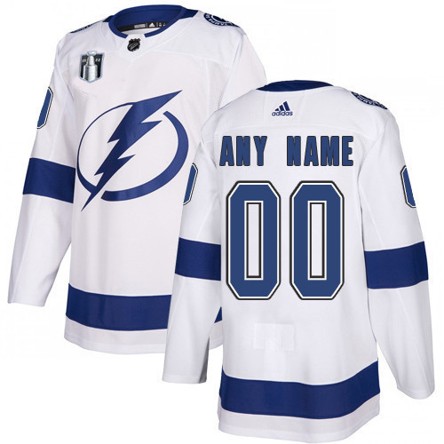 Men's Tampa Bay Lightning Active Player Custom 2022 White Stanley Cup Final Patch Stitched NHL Jersey - Click Image to Close