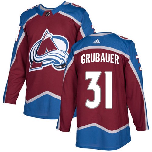 Men's Colorado Avalanche #31 Philipp Grubauer Red Stitched NHL Jersey