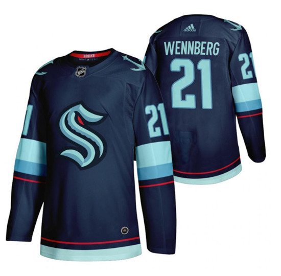 Men's Seattle Kraken #21 Alex Wennberg Navy Stitched Jersey